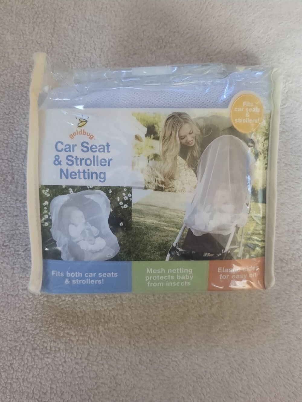 Car Seat & Stroller Netting - Protect Baby From Insects, 1 pc,(Gold Bug)